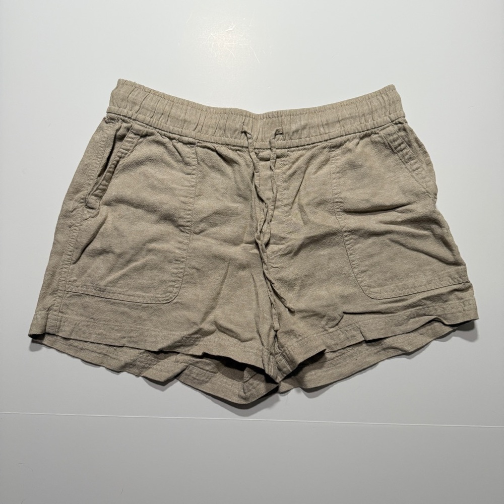GAP Women’s Khaki Linen Shorts with Drawstring Waist, Size M